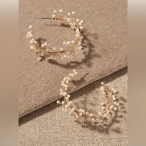 Nicola Bathie Gianna Earrings — Pearl Gold Hoops, NWT